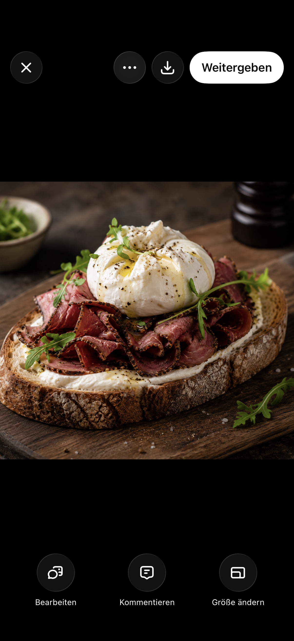 Sauerteigbrot mit Trüffelcreme/Pastrami/Burrata